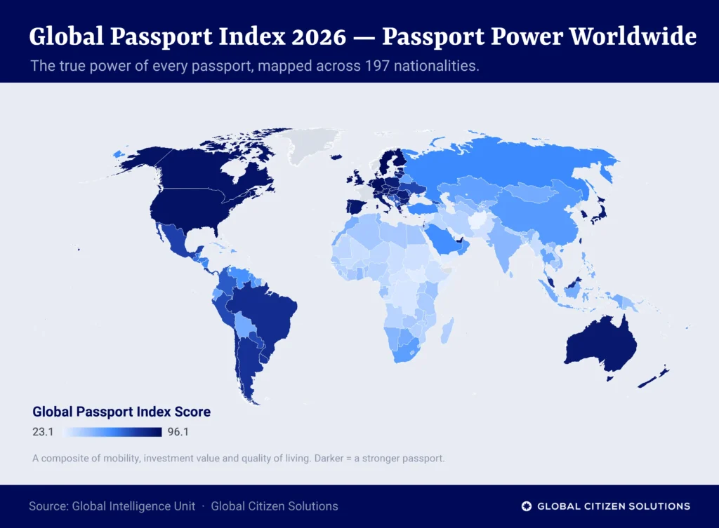 Global Passport Index 2026: útlevelek erősségének világtérképe